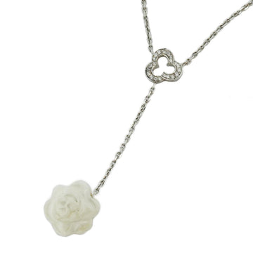 CHANEL Necklace Camellia Diamond K18WG White Gold Plastic Ladies