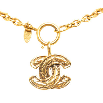 CHANEL Coco Mark Chain Necklace Gold Plated Women's