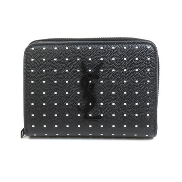 SAINT LAURENT Bi-fold wallet Leather Black x White Unisex h30266f