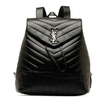SAINT LAURENT Monogram Lulu Medium Backpack 487219 Black Leather Women's