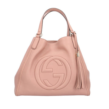 GUCCI Interlocking G Soho Tote Bag Leather 282309 498879 Pink Women's