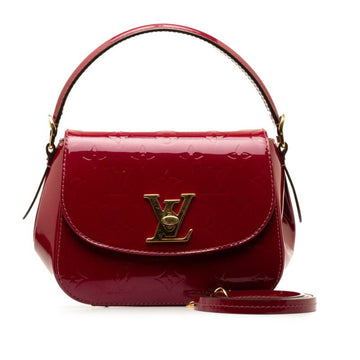 LOUIS VUITTON Monogram Vernis Pasadena Handbag Shoulder Bag M90943 Magenta Purple Gold Patent Leather Women's