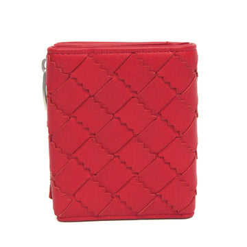 BOTTEGA VENETA Intrecciato Zigzag 629563 Women's Leather Wallet [tri-fold] Red Color