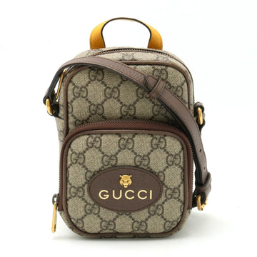 GUCCI Neo GG Supreme Shoulder Bag Pochette PVC Leather Khaki Beige Dark Brown Yellow 658556