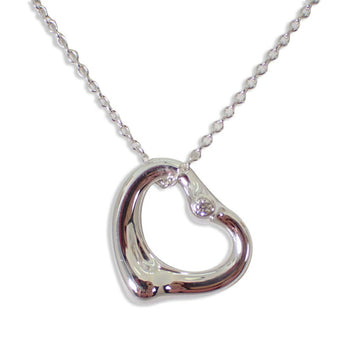 TIFFANY 925 Diamond Open Heart Pendant Necklace