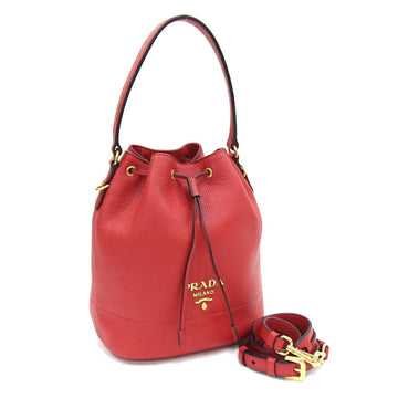 PRADA Shoulder Bag 1BE018 Red Leather Ladies