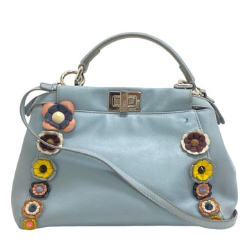 FENDI 8BN244 Peekaboo Shoulder Bag Handbag Blue Ladies Z0005975