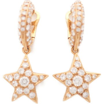 CHANEL 750 9.8g 7G263 Star Motif Diamond Earrings Gold Women's