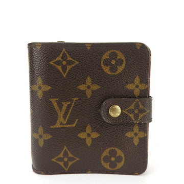 LOUIS VUITTON Bi-fold Wallet Compact Zip M61667 Monogram Canvas Brown Accessories Women's