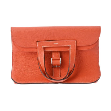 HERMES Alzan 31 Orange Poppy Palladium Hardware - T Stamp [circa 2015] Women's Taurillon Clemence Shoulder Bag