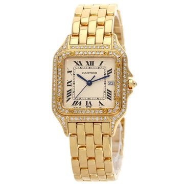 CARTIER Panthere MM Double Bezel Diamond Manufacturer Complete Wristwatch K18 Yellow Gold/K18YG/Diamond Boys