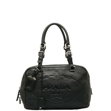 PRADA handbag black leather women's