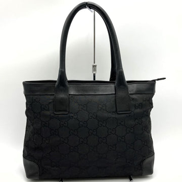 GUCCI Tote Bag Handbag GG Pattern Black Nylon Leather 152284