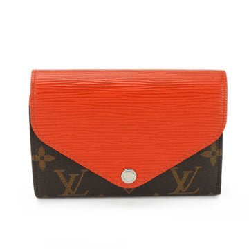 LOUIS VUITTON Tri-fold Wallet Portefeuille Marie-Lou Compact M60495 Monogram Canvas Epi Leather Pimon Orange Women's