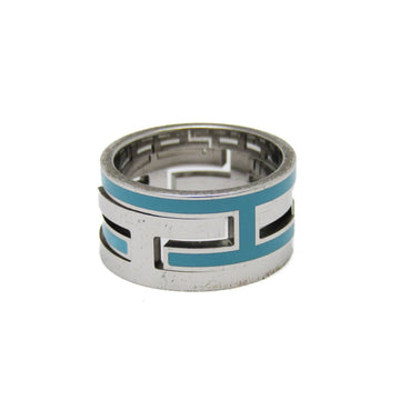 HERMES Move H Silver 925 Band Ring Blue,Silver