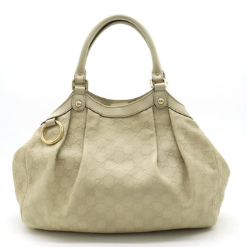 GUCCIssima Tote Bag Handbag Shoulder Leather Ivory White 211944