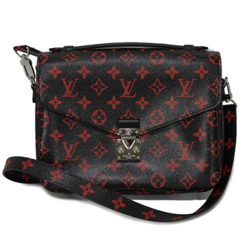 LOUIS VUITTON Handbag Pochette Metis MM Shoulder Bag Black Red Monogram Anfleur Rouge M41462 Women's