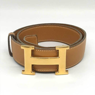 HERMES Constance Belt E Stamp Brown Leather