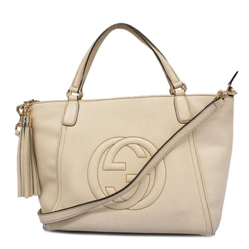 GUCCI handbag Soho 369176 leather white ladies