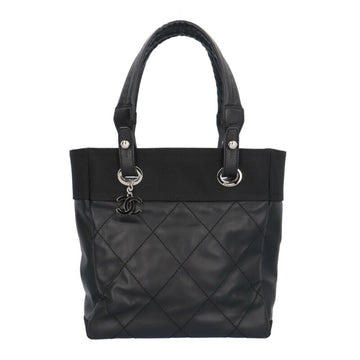 CHANEL Paris Biarritz PM Handbag  PVC A34208 Black Women's