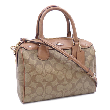 COACH Signature Handbag for Women Brown PVC Leather F58312 Shoulder 042206