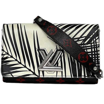LOUIS VUITTON Chain Portefeuille Twist White Black Red Monogram Palm M61603 Shoulder Bag Leather SP1145  LV Flap 2016 Cruise Limited