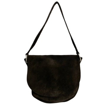 BOTTEGA VENETA Suede Leather Semi One Shoulder Bag Handbag Brown 37854