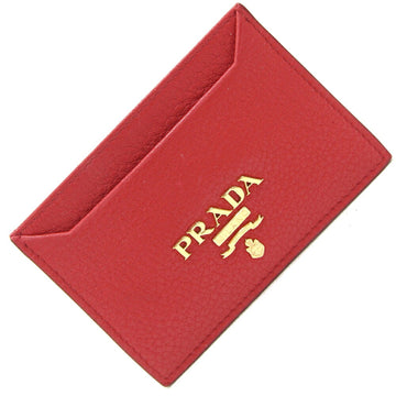 PRADA Card Case 1MC208 Red Leather Pass Ladies