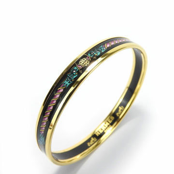 HERMES bracelet enamel PM metal cloisonne multicolor black gold bangle accessory women's