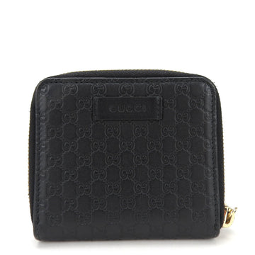 GUCCI Bifold Wallet 449395 Micro sima Leather Black Accessories Compact Women's