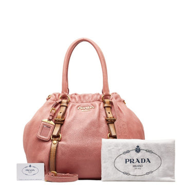 PRADA Handbag Shoulder Bag BN1773 Pink Gold Leather Women's