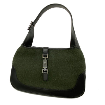 GUCCI shoulder bag Jackie 001 3306 leather wool green ladies