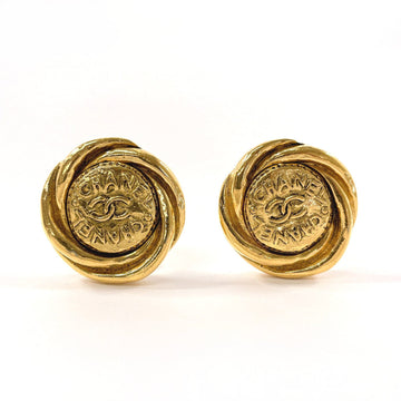 CHANEL Coco Mark Earrings Metal Gold 2 3 Engraved Women's F3113158