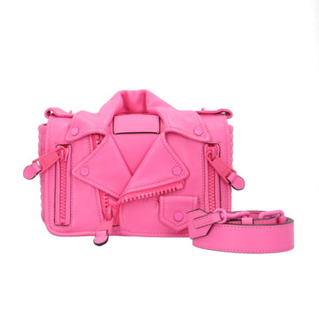 MOSCHINO Biker Shoulder Bag Leather Pink Women