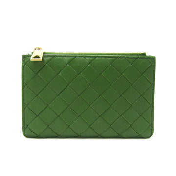 BOTTEGA VENETA Intrecciato Women,Men Leather Middle Wallet [bi-fold] Dark Green