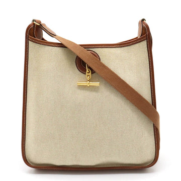 HERMES Vespa PM Shoulder Bag Toile H Leather Natural Brown A Stamp