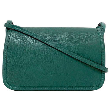 LONGCHAMP Shoulder Bag Green 10133 021 531 ec-20149 Pochette Leather  Flap Women's Compact