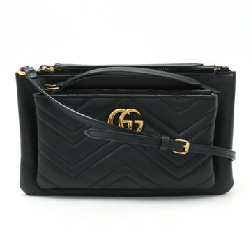 GUCCI GG Marmont shoulder bag, pochette, quilted leather, black, 453878