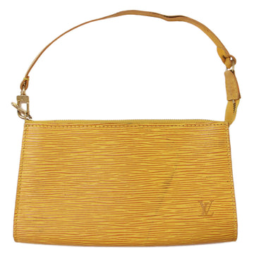 LOUIS VUITTON Bag Epi Accessoir M52959 VINTAGE Yellow Pouch Pochette Hand Flat Square Leather Women's