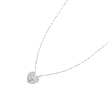 CARTIER Heart Pave Diamond Necklace 40cm K18 WG White Gold 750