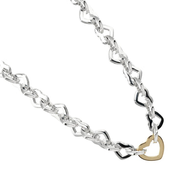 TIFFANY&Co. Heart Link Necklace Choker Silver 925 K18 YG Yellow Gold I112223047