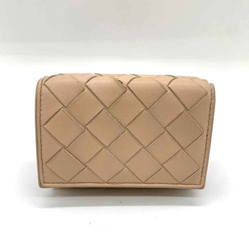 BOTTEGA VENETA Tri-fold Wallet Intrecciato Beige Leather Compact Women's 635561