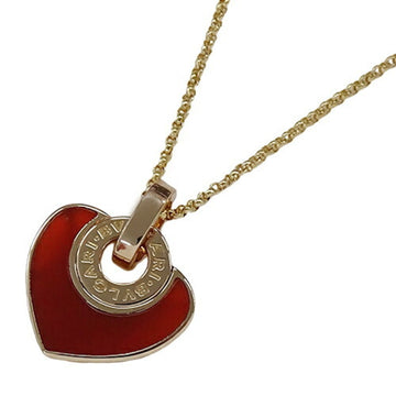 BVLGARI Necklace Women's 750PG Carnelian Cuore Heart Pink Gold Polished