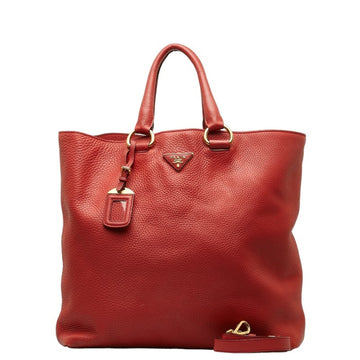 PRADA Vitello Phoenix Handbag Shoulder Bag 1BG865 Red Leather Ladies