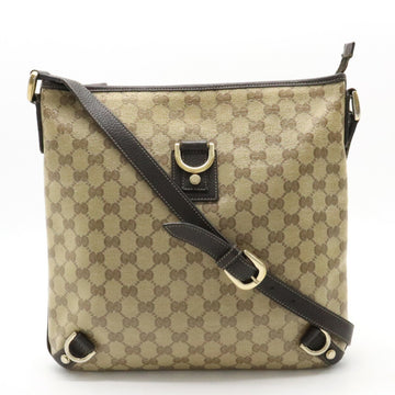 GUCCI Abby GG Crystal Shoulder Bag Coated Canvas Leather Beige Dark Brown 268642