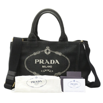 PRADA Tote Bag Cotton Canvas Canapa Mini 1BG439  Black