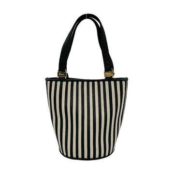 SALVATORE FERRAGAMO Handbag Shoulder Bag Cotton/Rayon Black x Beige Women's z0649