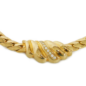 CHRISTIAN DIOR Dior Necklace Crystal Shell Motif Choker Rhinestone Snake Chain GP Plated Clear Women's