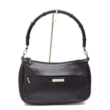 GUCCI Shoulder Bag Bamboo Women's Black Calf Leather 001.3865