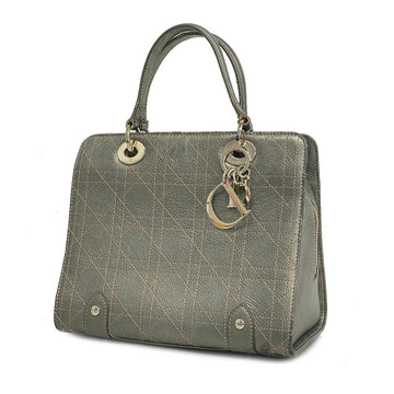 CHRISTIAN DIOR Handbag Cannage Lady Leather Gray Ladies